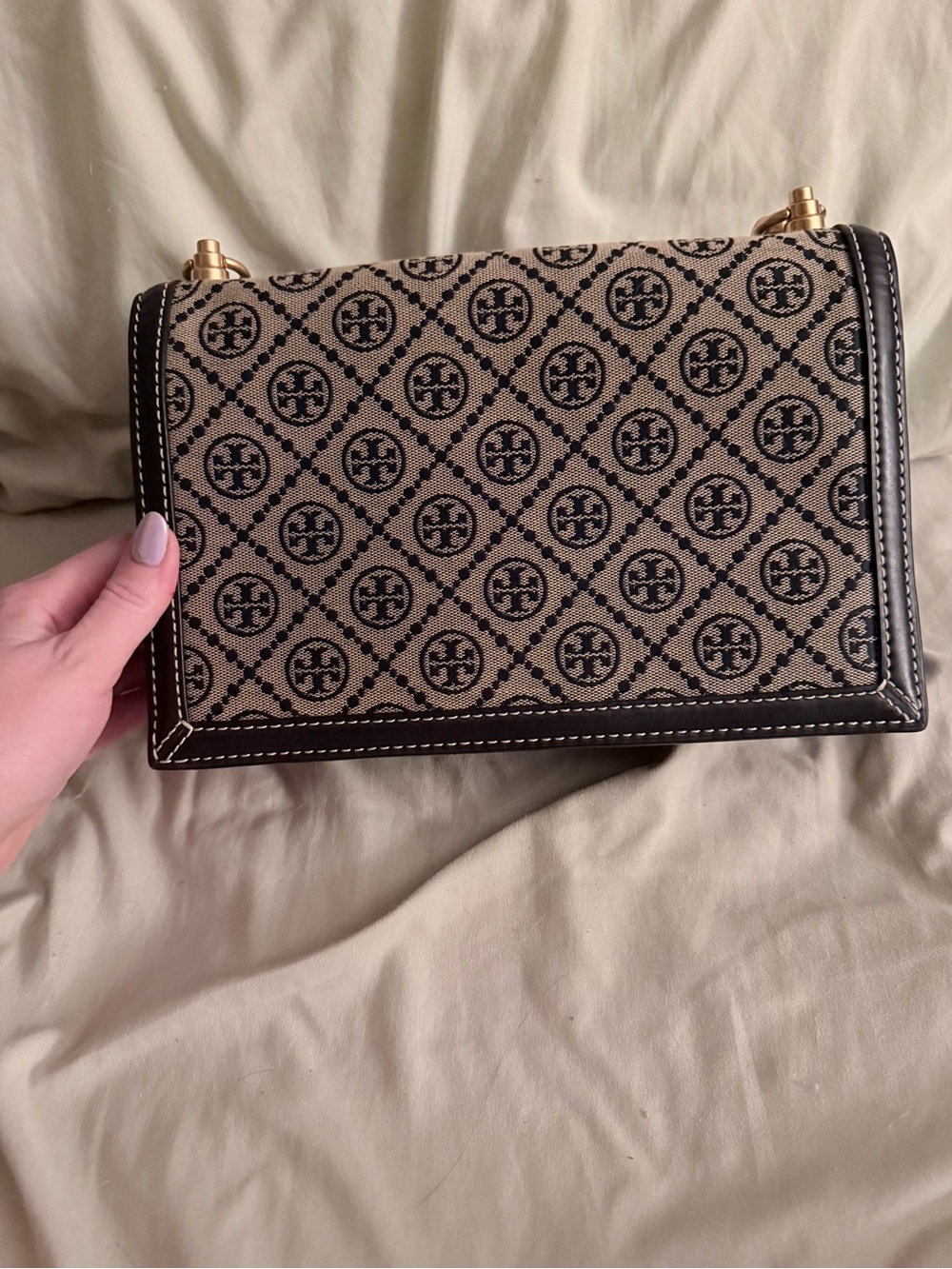 Tory Burch Navy T Monogram shoulder bag - Picture 2 of 8